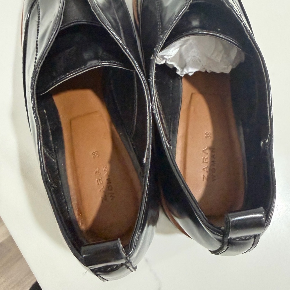 Zara Size 38 Black Leather Shoes - Picture 9 of 12